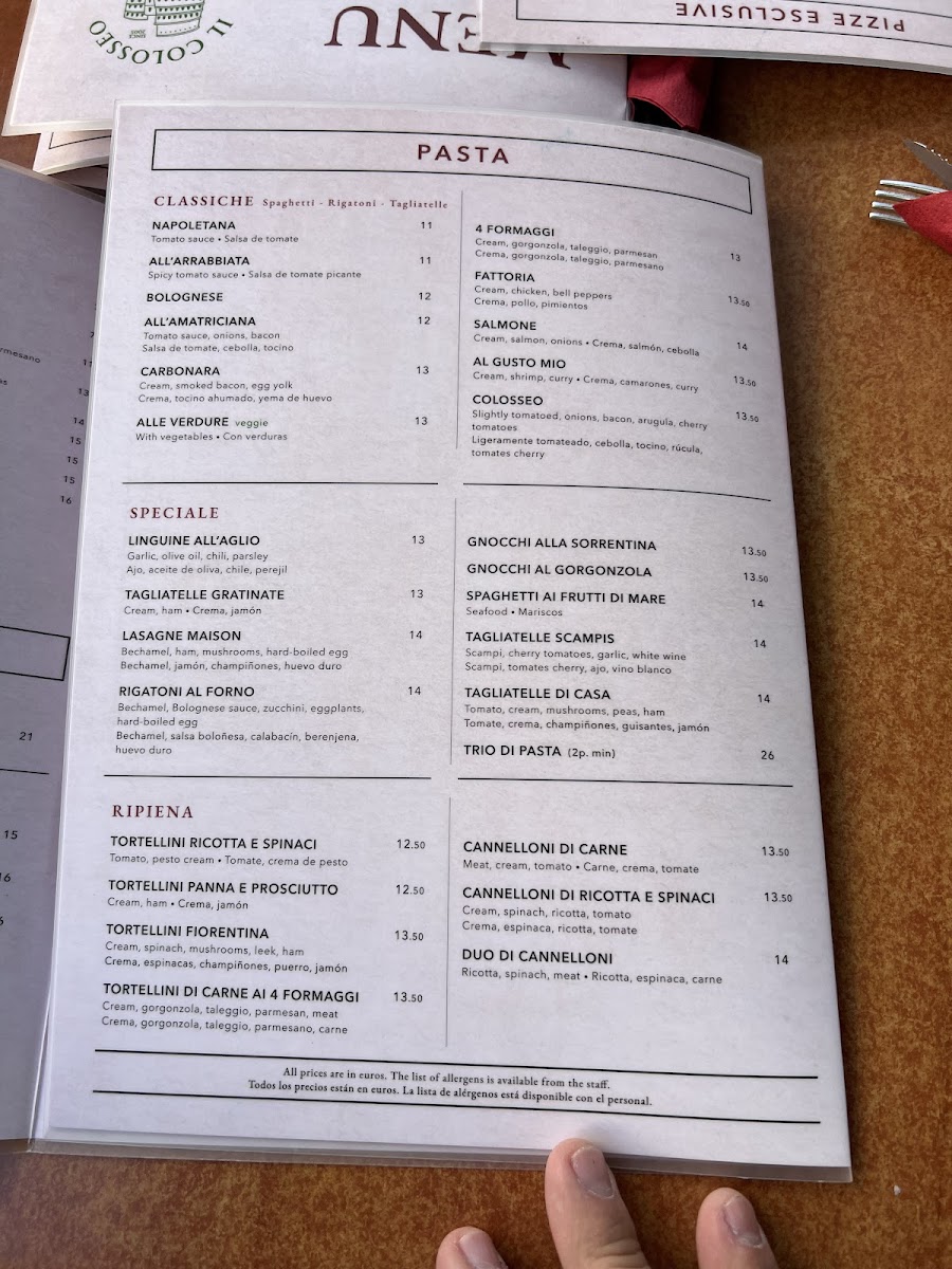Menu - Il Colosseo photo 4